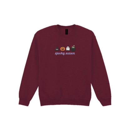 Spooky Season Embroidered Sweatshirt in Maroon