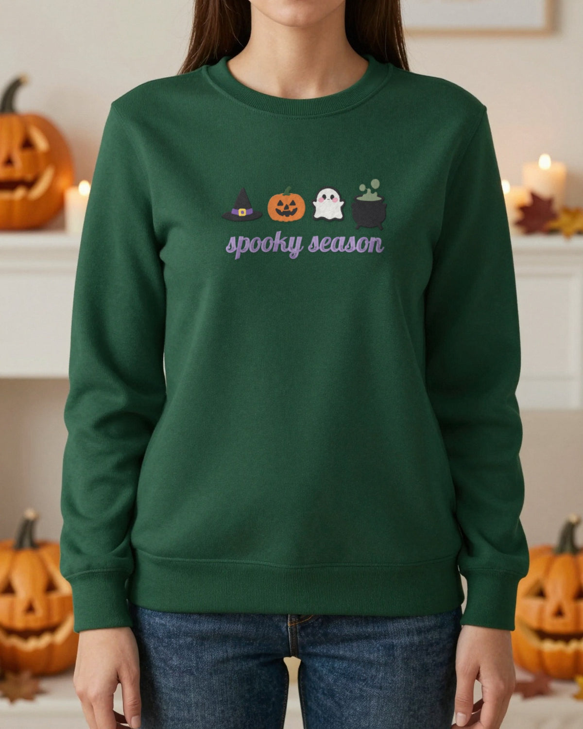 Spooky Season Embroidered Sweatshirt worn