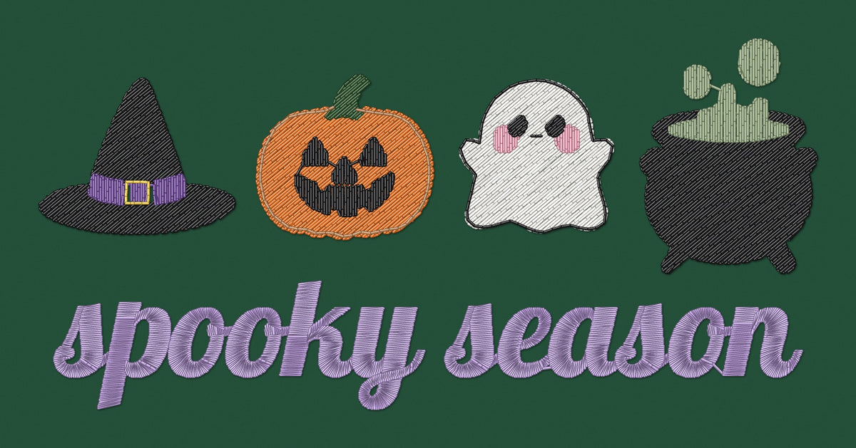 Spooky Season Embroidered Sweatshirt embroidery close-up