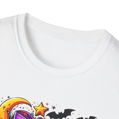 spooky season pumpkin t-shirt shown on model in multiple colours