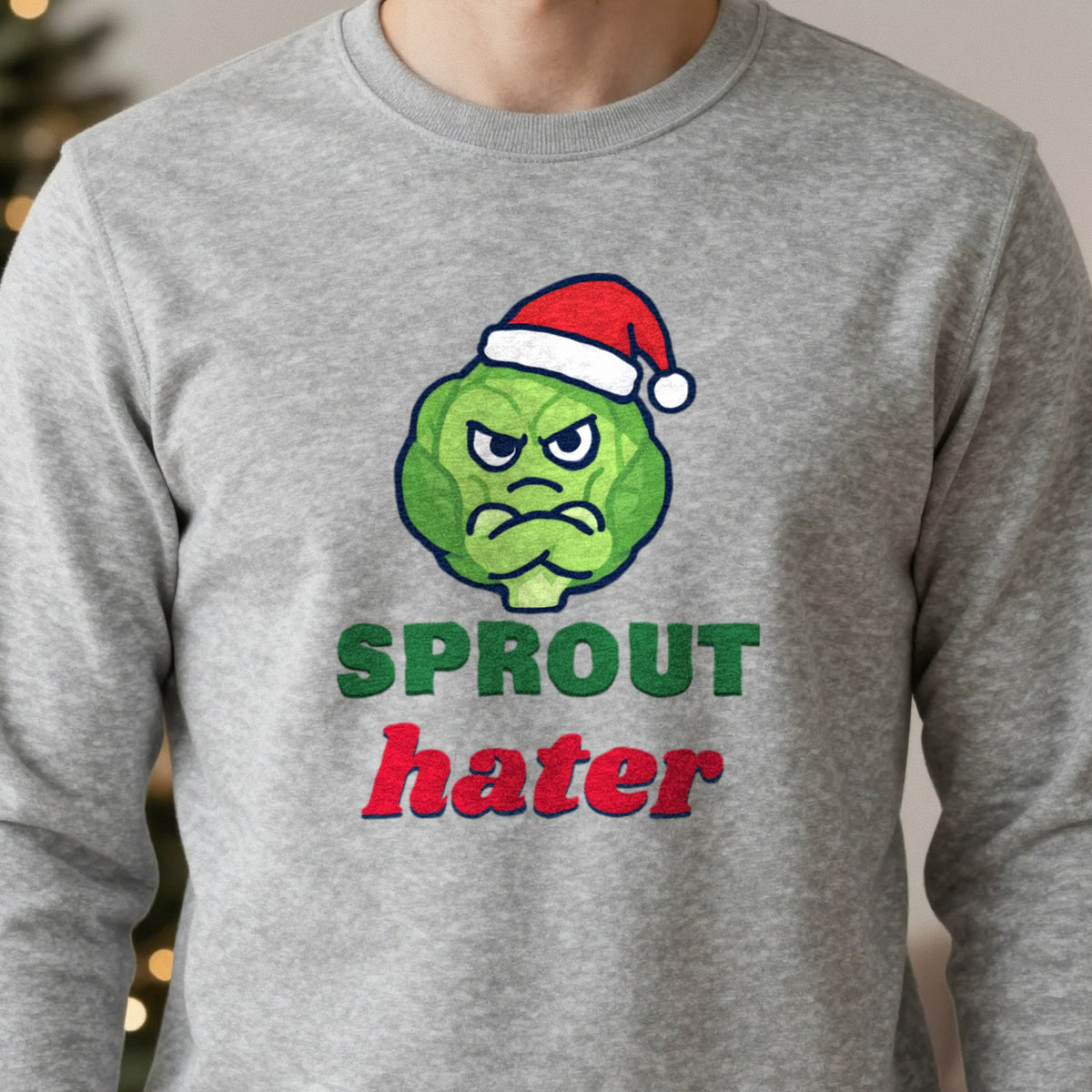 Sprout Hater Christmas Jumper & T-Shirt close-up