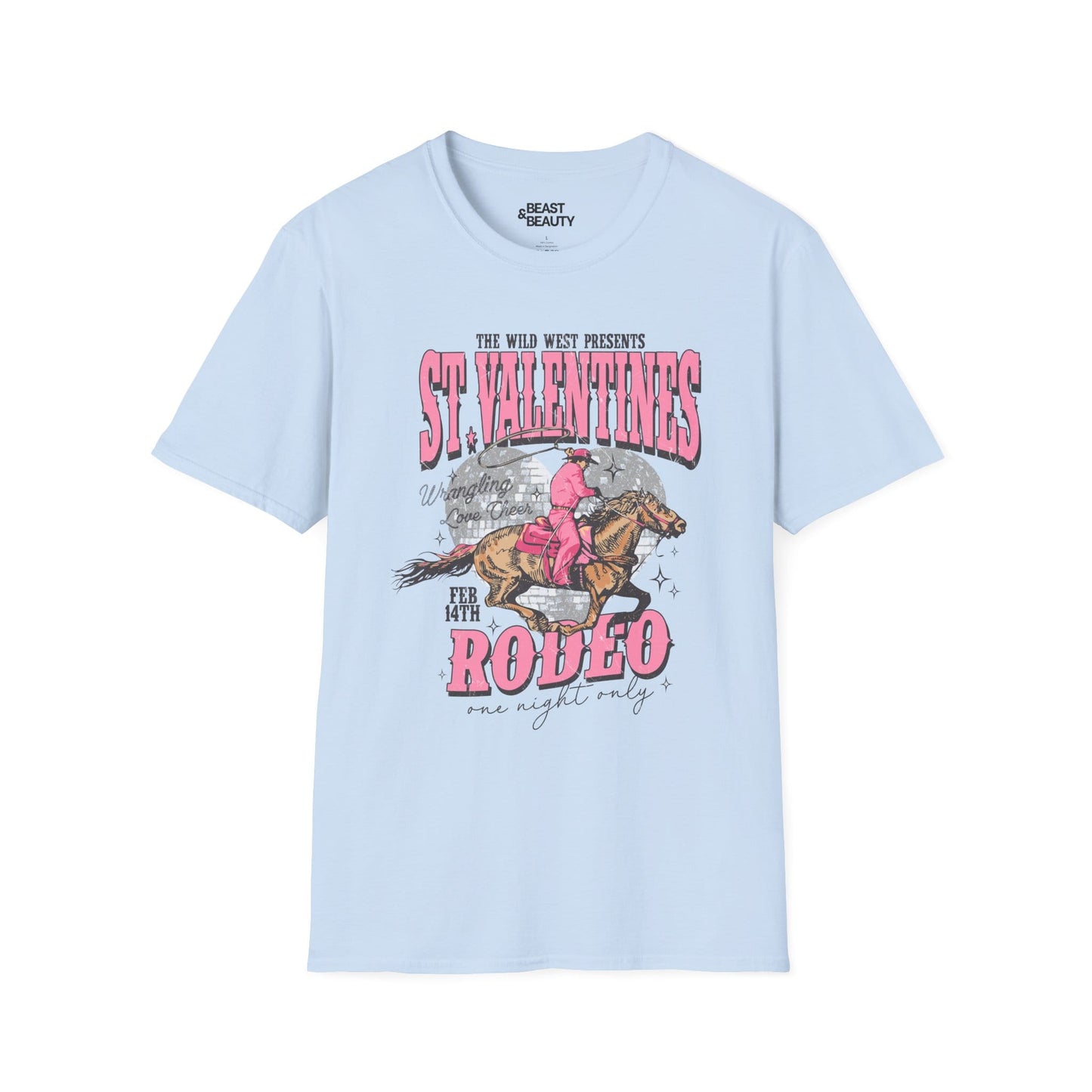st valentines rodeo cowgirl t-shirt light blue t-shirt cowgirl gift idea