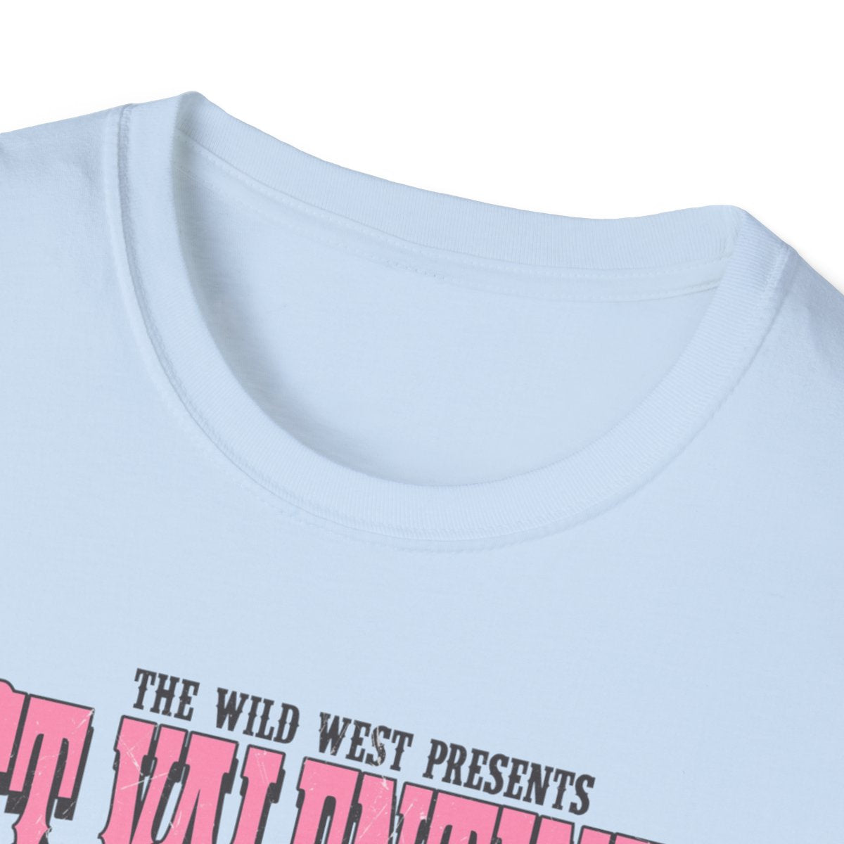 light blue t-shirt close-up of rodeo cowgirl valentine's graphic