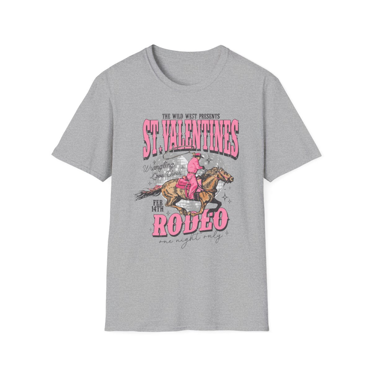 white t-shirt with western rodeo cowgirl valentine's theme