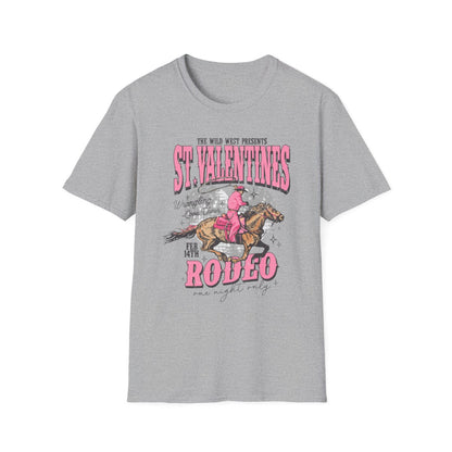 white t-shirt with western rodeo cowgirl valentine's theme