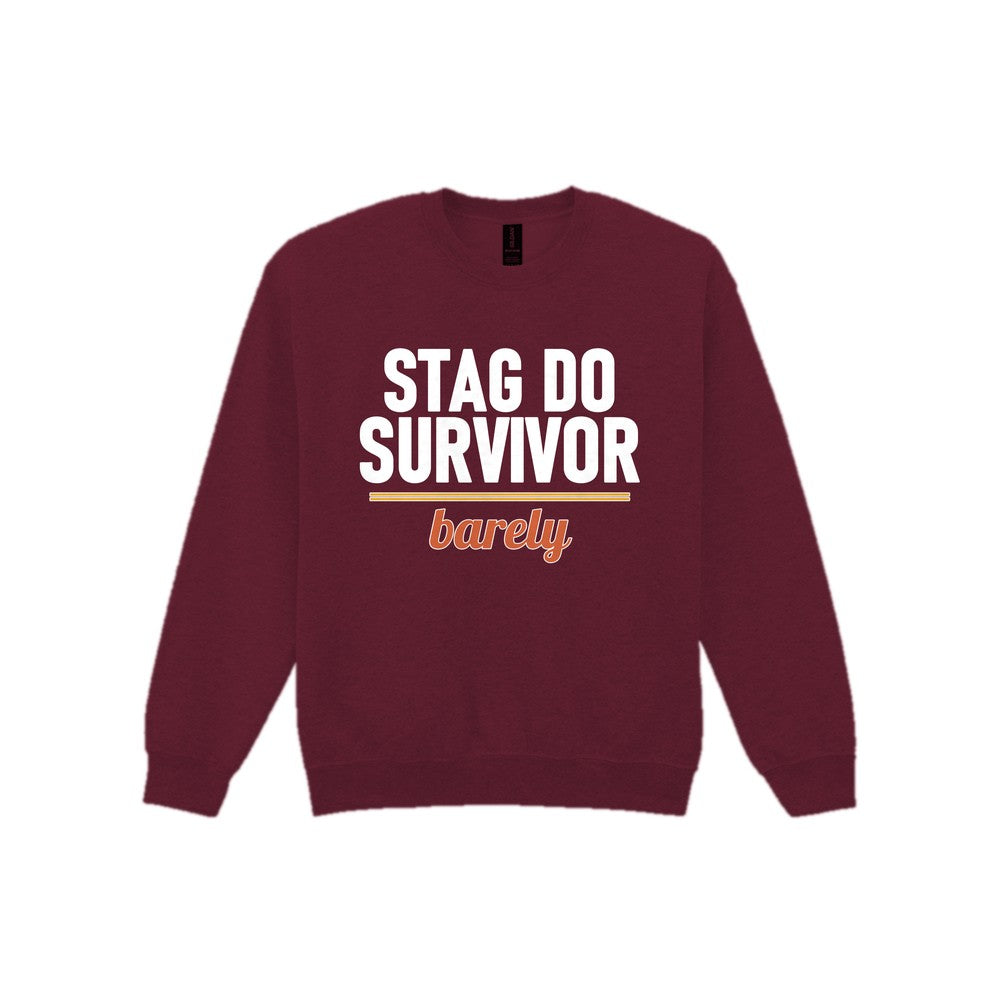 Stag Do Survivor Barely Stag Do T-Shirt & Sweatshirt Sweatshirt in Maroon