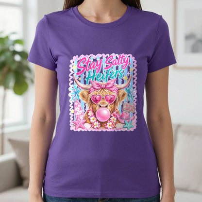 Stay Salty Heifers T-Shirt & Sweatshirt in Purple, worn, our photo