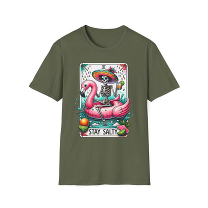 royal blue t-shirt with stay salty spiritual tarot graphic