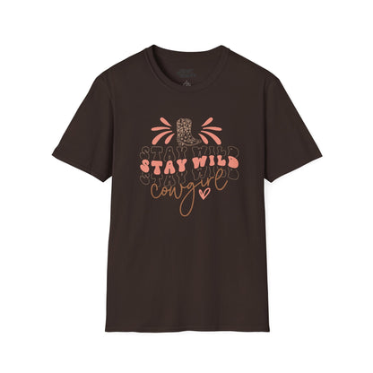 stay wild cowgirl t-shirt dark chocolate t-shirt cowgirl gift idea