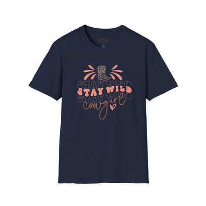stay wild cowgirl t-shirt navy t-shirt cowgirl gift idea