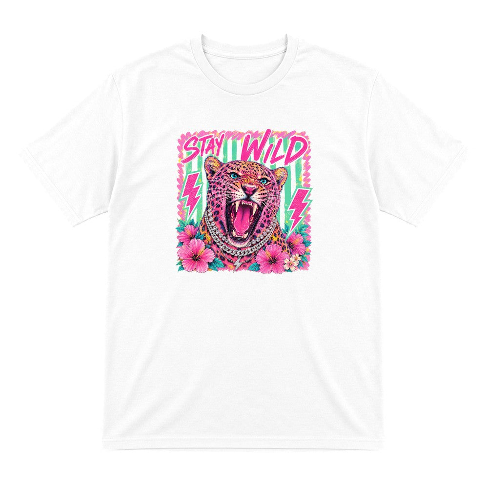 Stay Wild Leopard T-Shirt & Sweatshirt T-Shirt in White