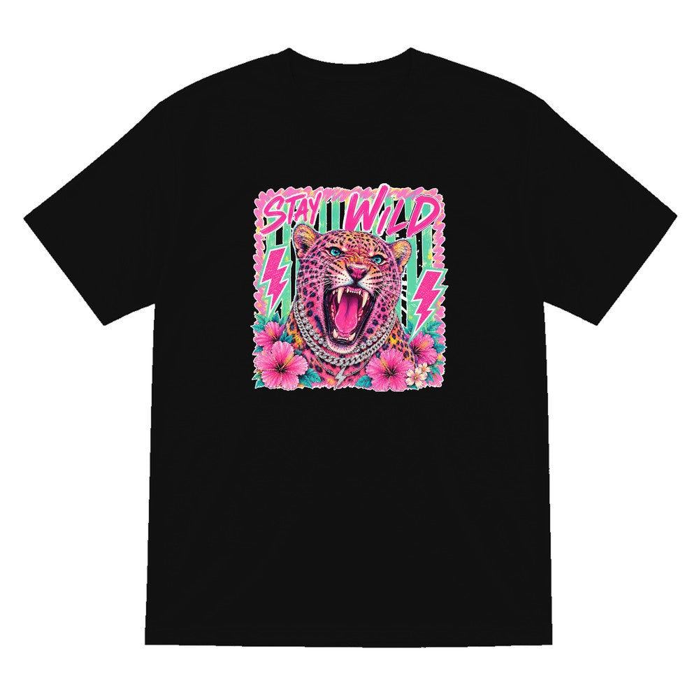 Stay Wild Leopard T-Shirt & Sweatshirt T-Shirt in Black