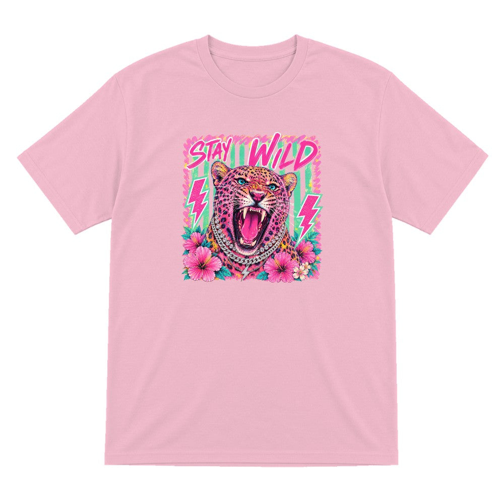 Stay Wild Leopard T-Shirt & Sweatshirt T-Shirt in Light Pink