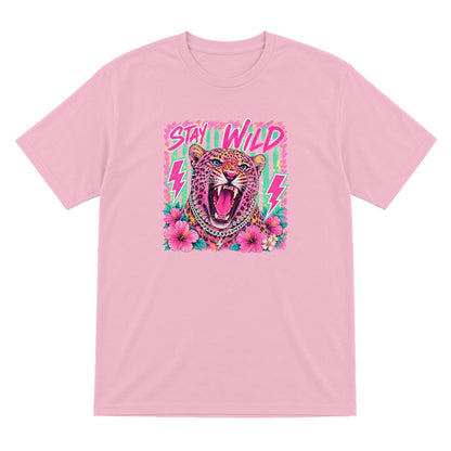 Stay Wild Leopard T-Shirt & Sweatshirt T-Shirt in Light Pink