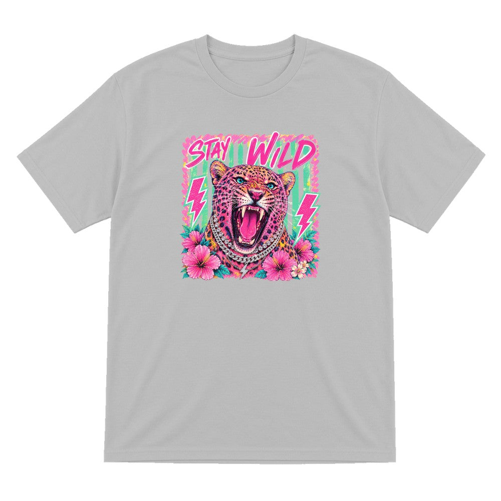 Stay Wild Leopard T-Shirt & Sweatshirt T-Shirt in Sport Grey