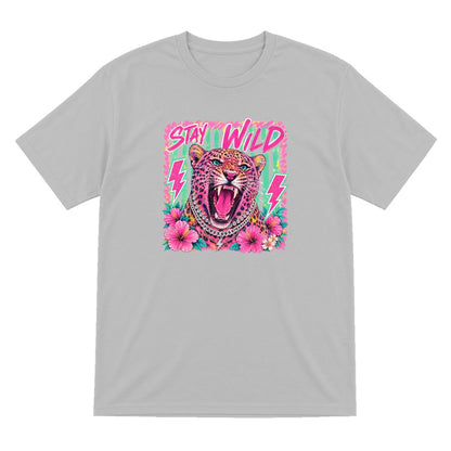 Stay Wild Leopard T-Shirt & Sweatshirt T-Shirt in Sport Grey