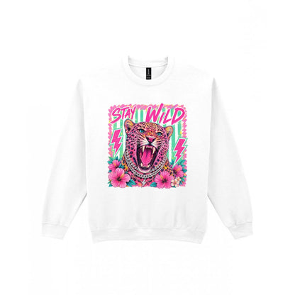 Stay Wild Leopard T-Shirt & Sweatshirt Sweatshirt in White