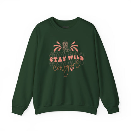 stay wild stay wild cowgirl sweatshirt forest green sweatshirt cowgirl gift idea