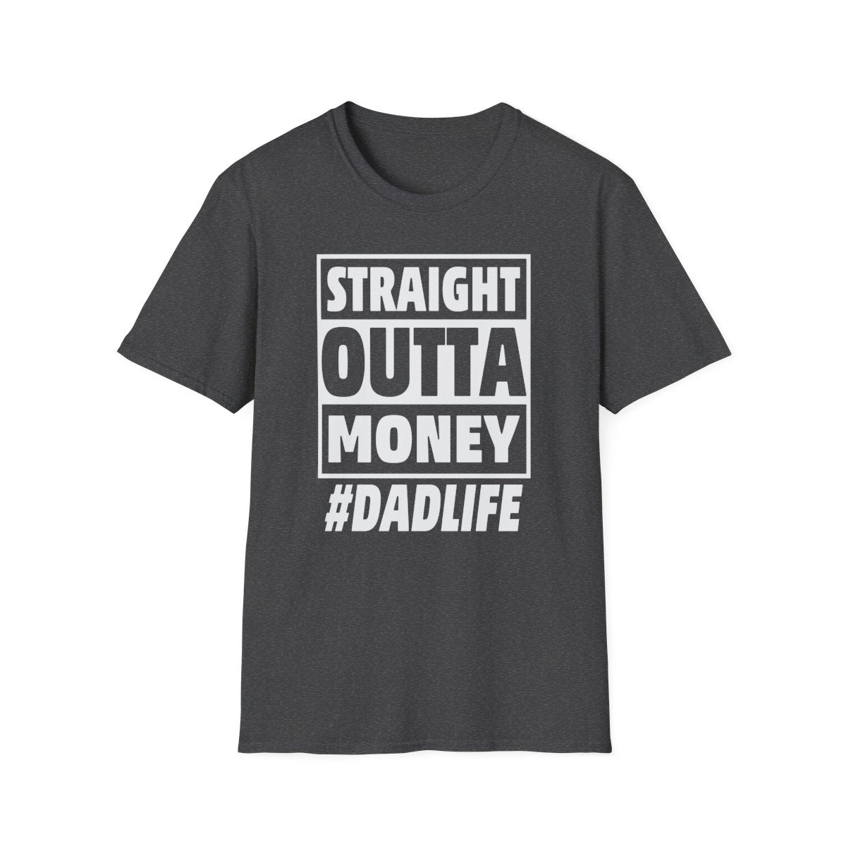 red t-shirt with straight outta money streetwear style dad graphic