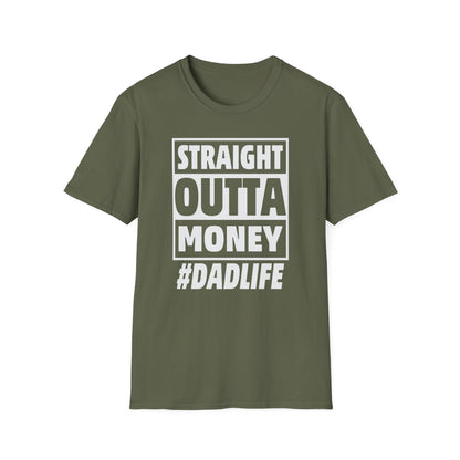 dark chocolate t-shirt with straight outta money funny dad slogan