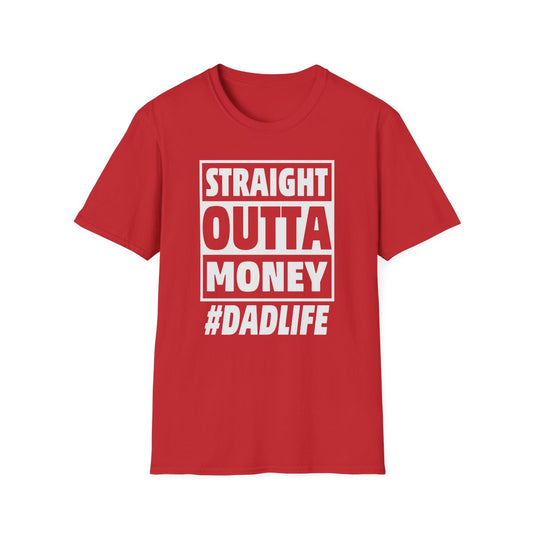 navy t-shirt with straight outta money dad life design front print