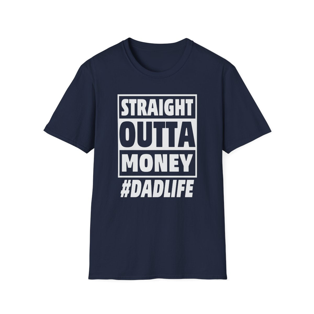 dark heather t-shirt with straight outta money streetwear dad design