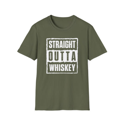 dark chocolate t-shirt with Straight Outta Whiskey spirits gift print