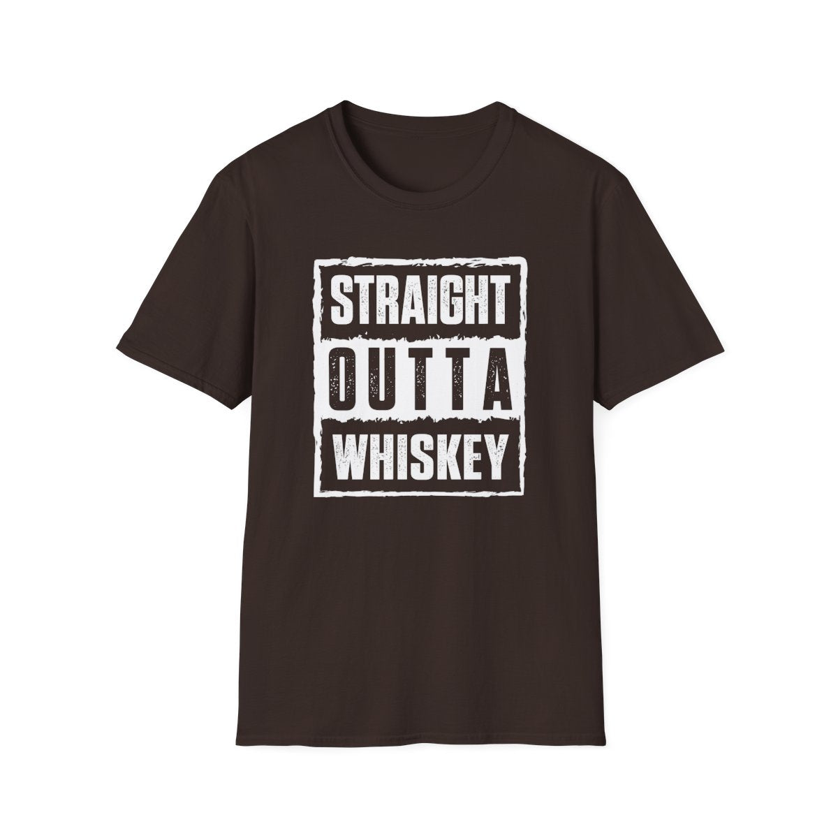 red t-shirt with Straight Outta Whiskey bold printed design