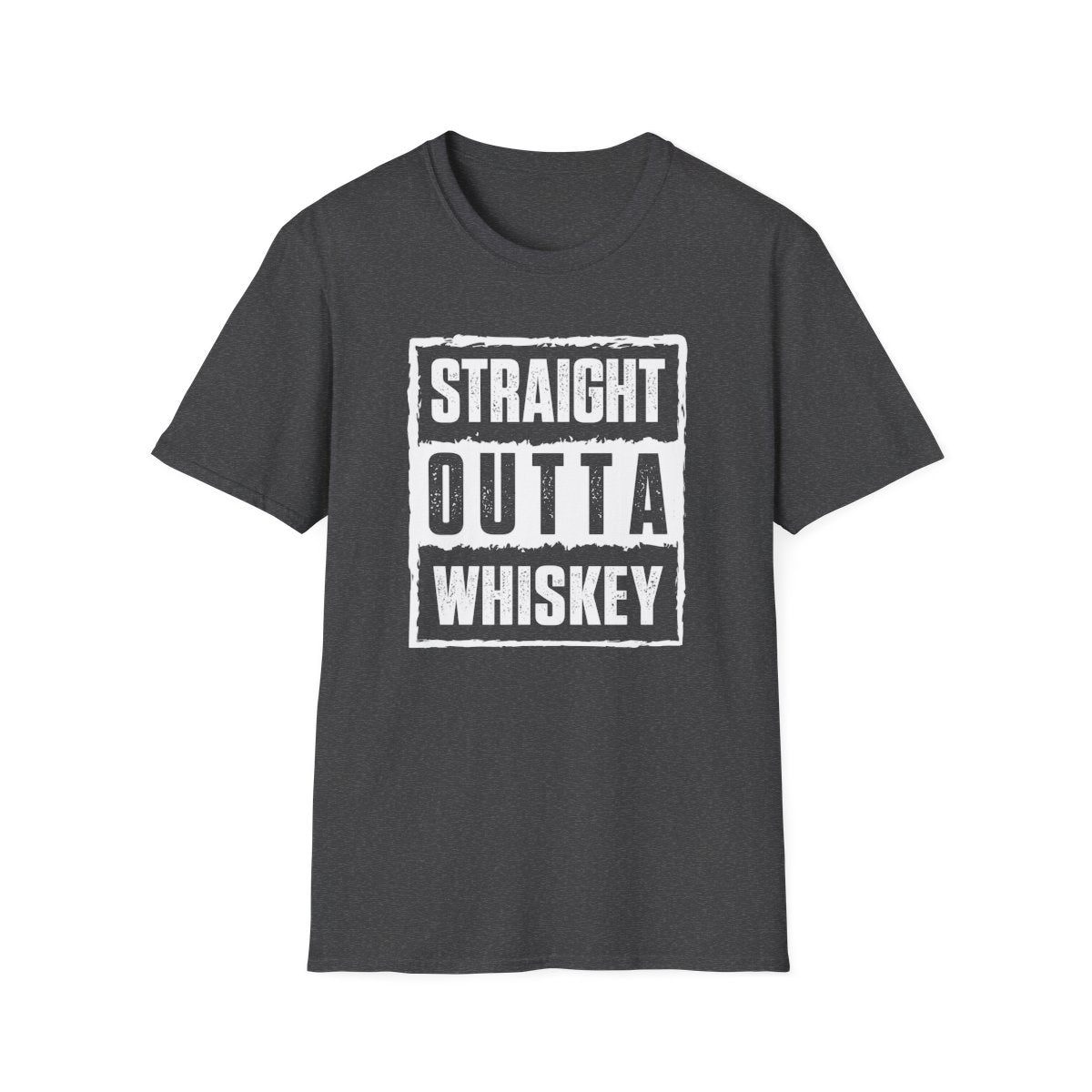royal blue t-shirt with Straight Outta Whiskey humorous whiskey design