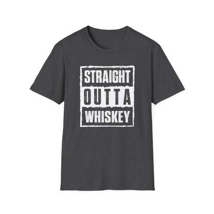 royal blue t-shirt with Straight Outta Whiskey humorous whiskey design