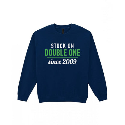 Stuck On Double One Since 2009 Funny Darts T-Shirt & Sweatshirt Sweatshirt in Navy
