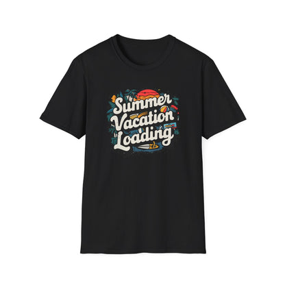 dark heather t-shirt with summer holiday loading funny travel tee
