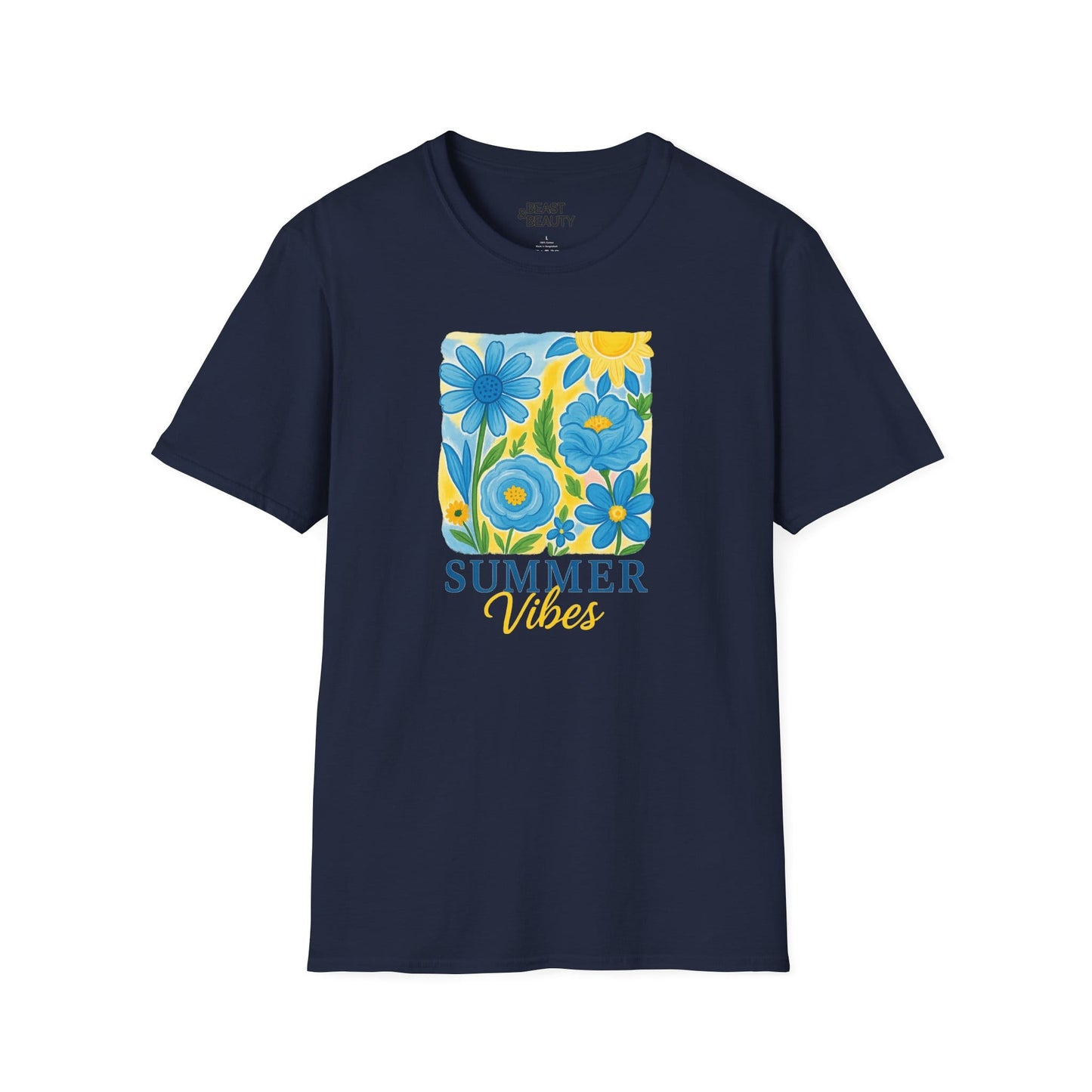 summer vibes floral t-shirt navy t-shirt gift gift idea