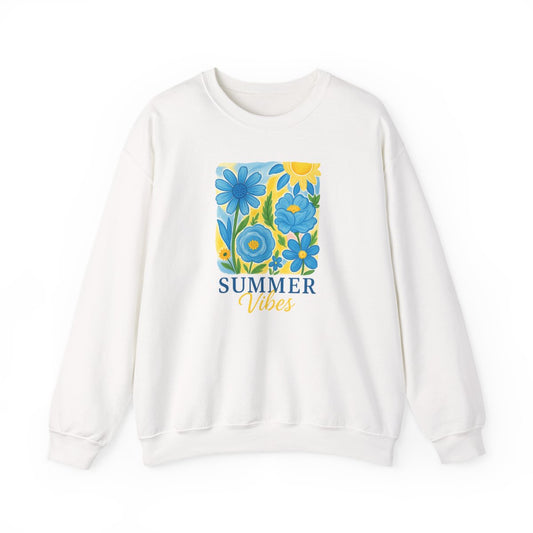 light pink sweatshirt with summer vibes design for women