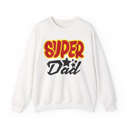 white sweatshirt with super dad graphic for fathers day gift