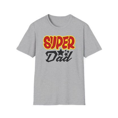 light blue t-shirt with super dad graphic print