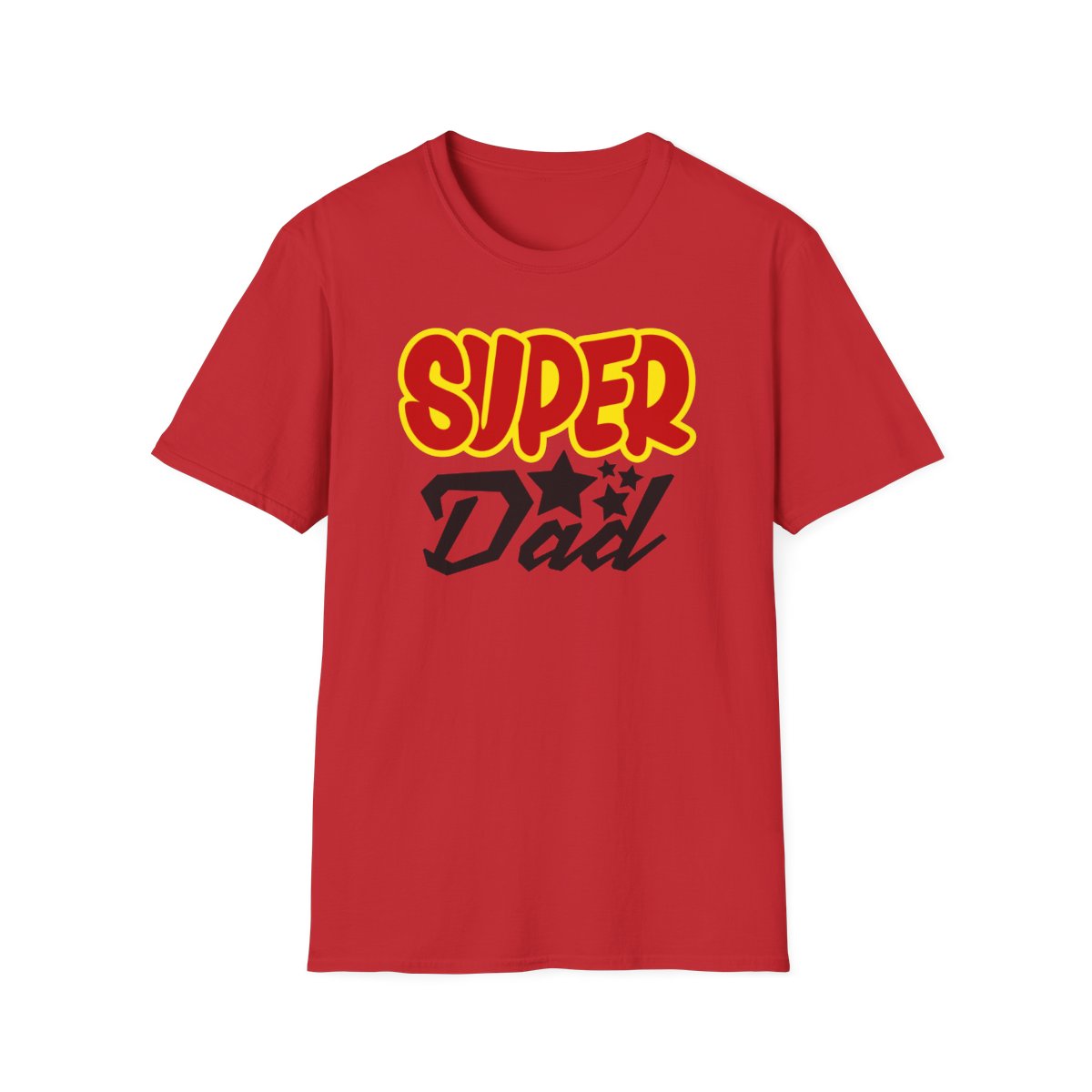 light blue t-shirt detail showing super dad print quality