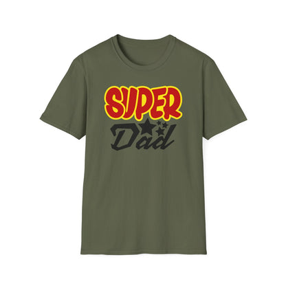military green t-shirt with super dad graphic for dads