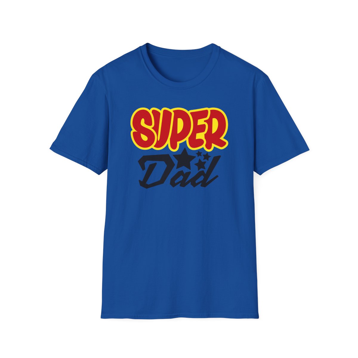 dark heather t-shirt with super dad bold design