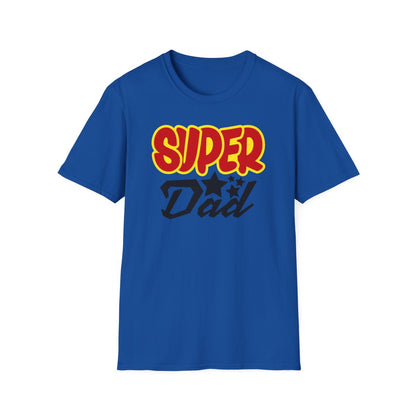dark heather t-shirt with super dad bold design