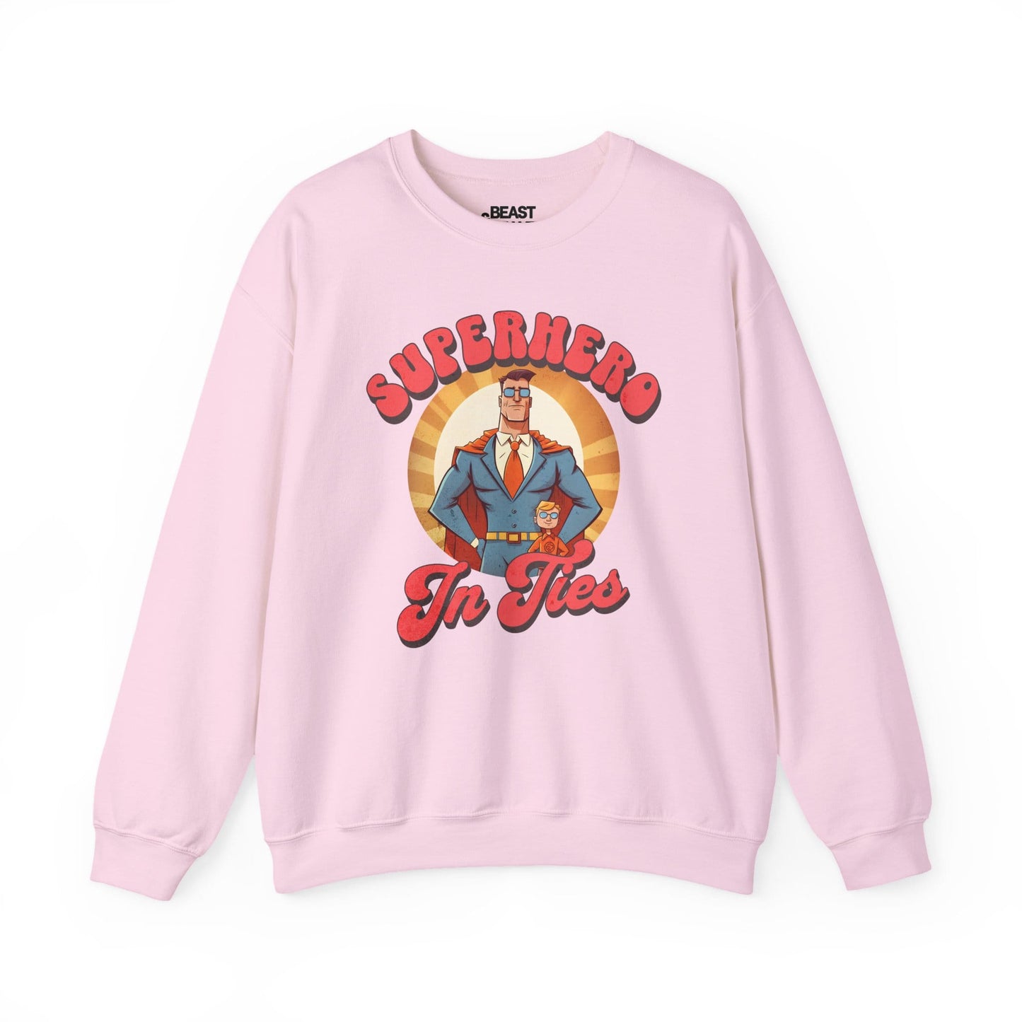 superhero in ties sweatshirt light pink sweatshirt Father's Day gift idea