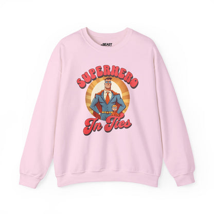superhero in ties sweatshirt light pink sweatshirt Father's Day gift idea