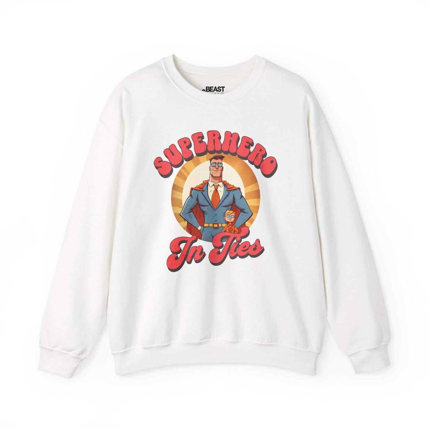superhero in ties sweatshirt white sweatshirt Father's Day gift idea