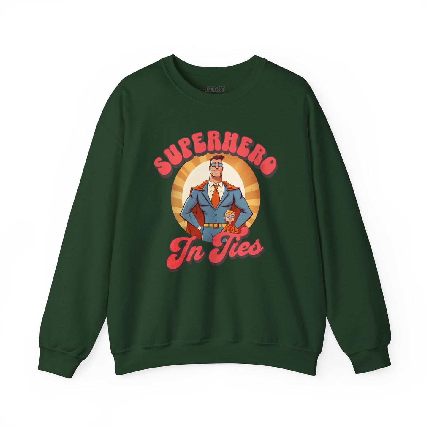 superhero in ties sweatshirt forest green sweatshirt Father's Day gift idea