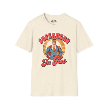 superhero in ties t-shirt natural t-shirt Father's Day gift idea