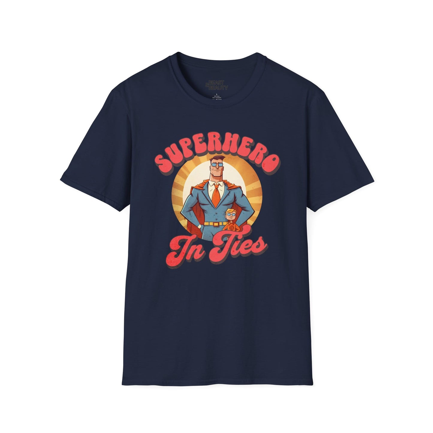 superhero in ties t-shirt navy t-shirt Father's Day gift idea