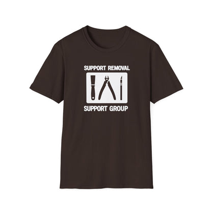 black t-shirt with wrench and pliers support removal design for makers