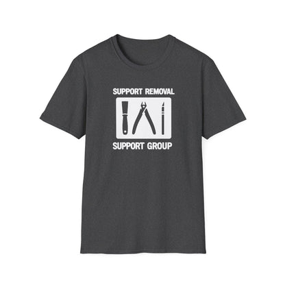 dark heather t-shirt with 3d printing support removal funny slogan print