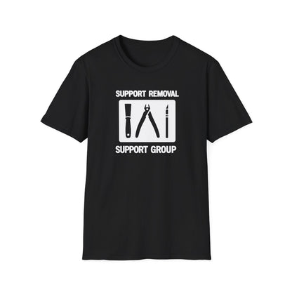 navy t-shirt showing support removal support group graphic for 3d printer owners