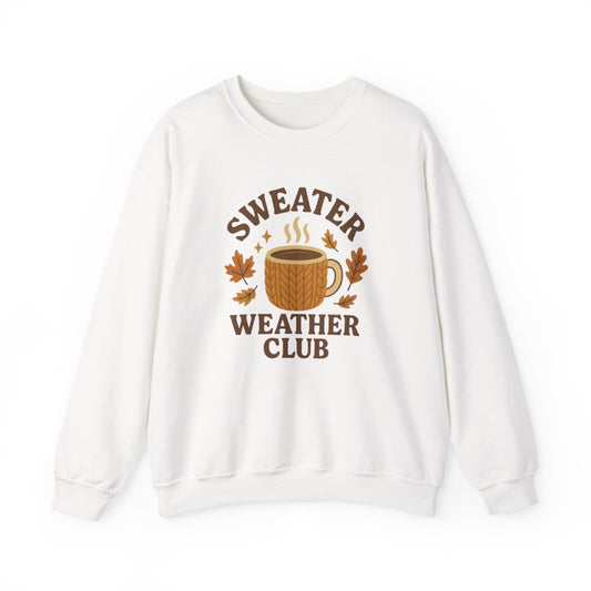 light pink sweatshirt with sweater weather club design
